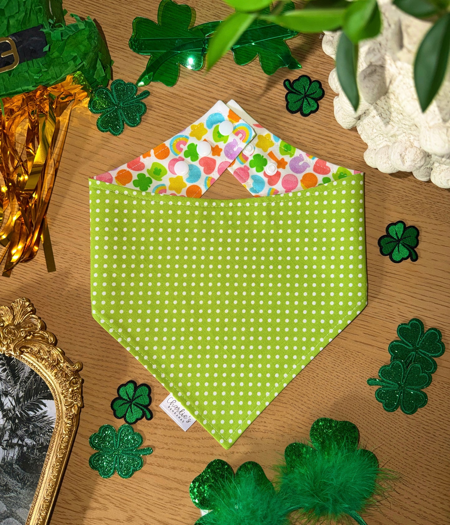 Lucky Charms/ Lime Green Polka Dots