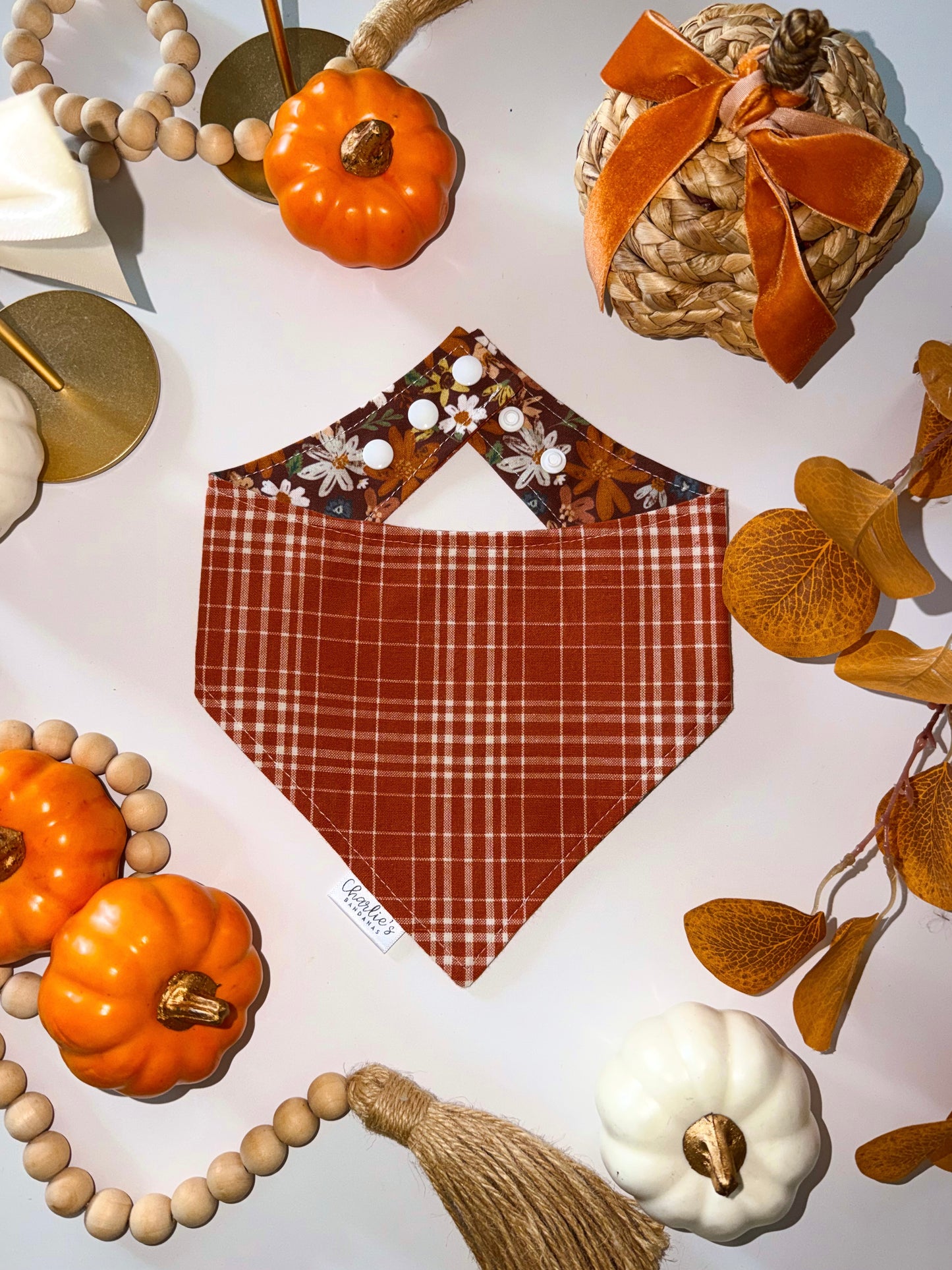 Fall Floral/ Burnt Orange Plaid