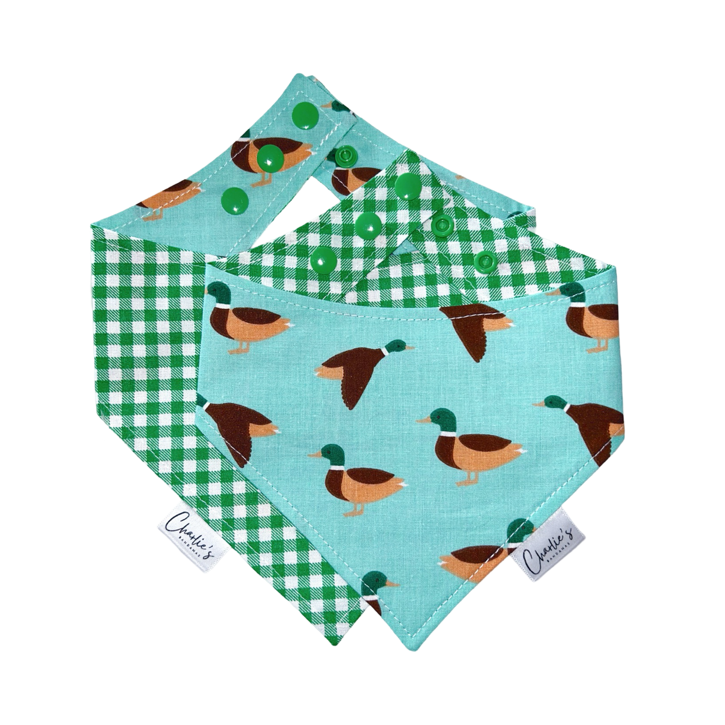Mallard Ducks on Teal/ Green Gingham