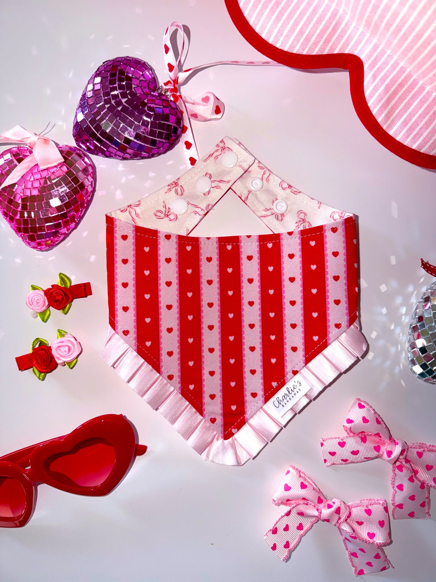 Cute Heart Stripes/ Pink Bows
