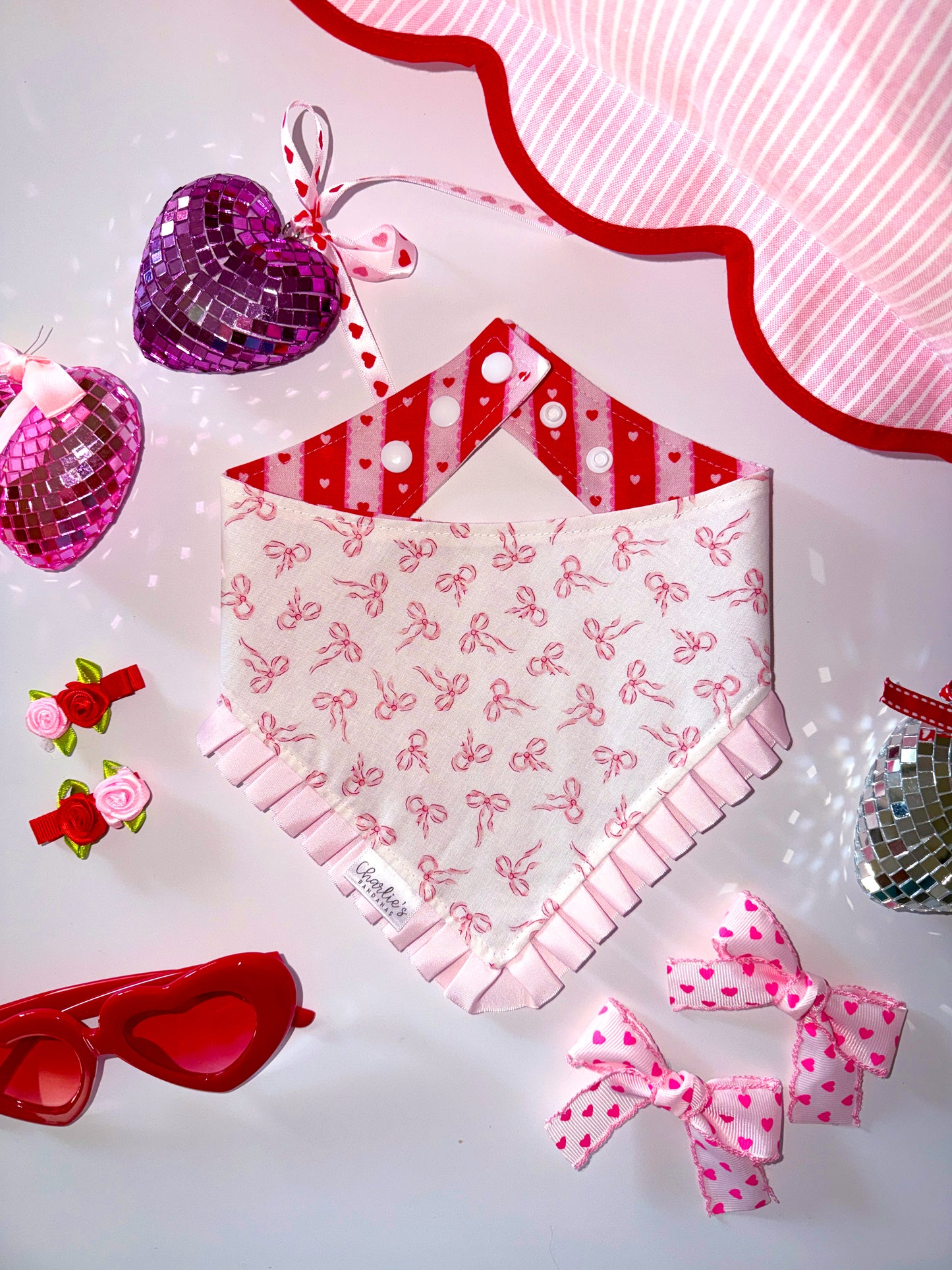 Cute Heart Stripes/ Pink Bows