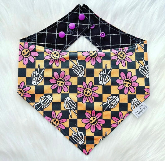 Spooky Checkerboard Purple Flowers