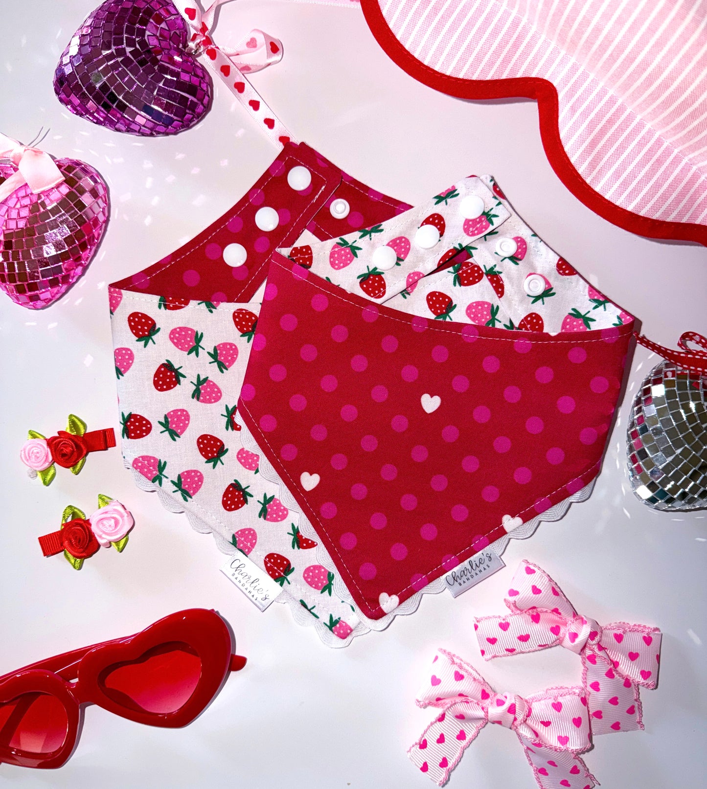 Pink & Red Polka Dots/ Strawberries