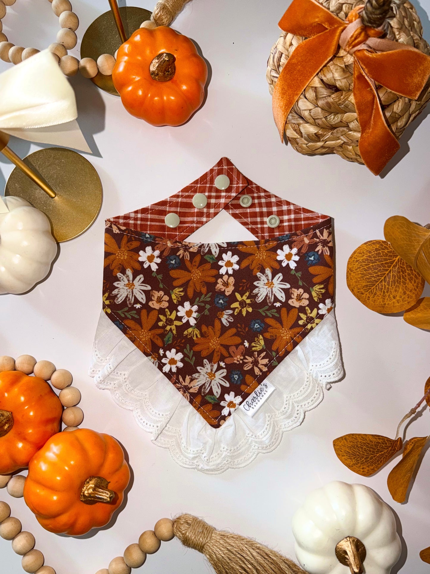 Fall Floral/ Burnt Orange Plaid