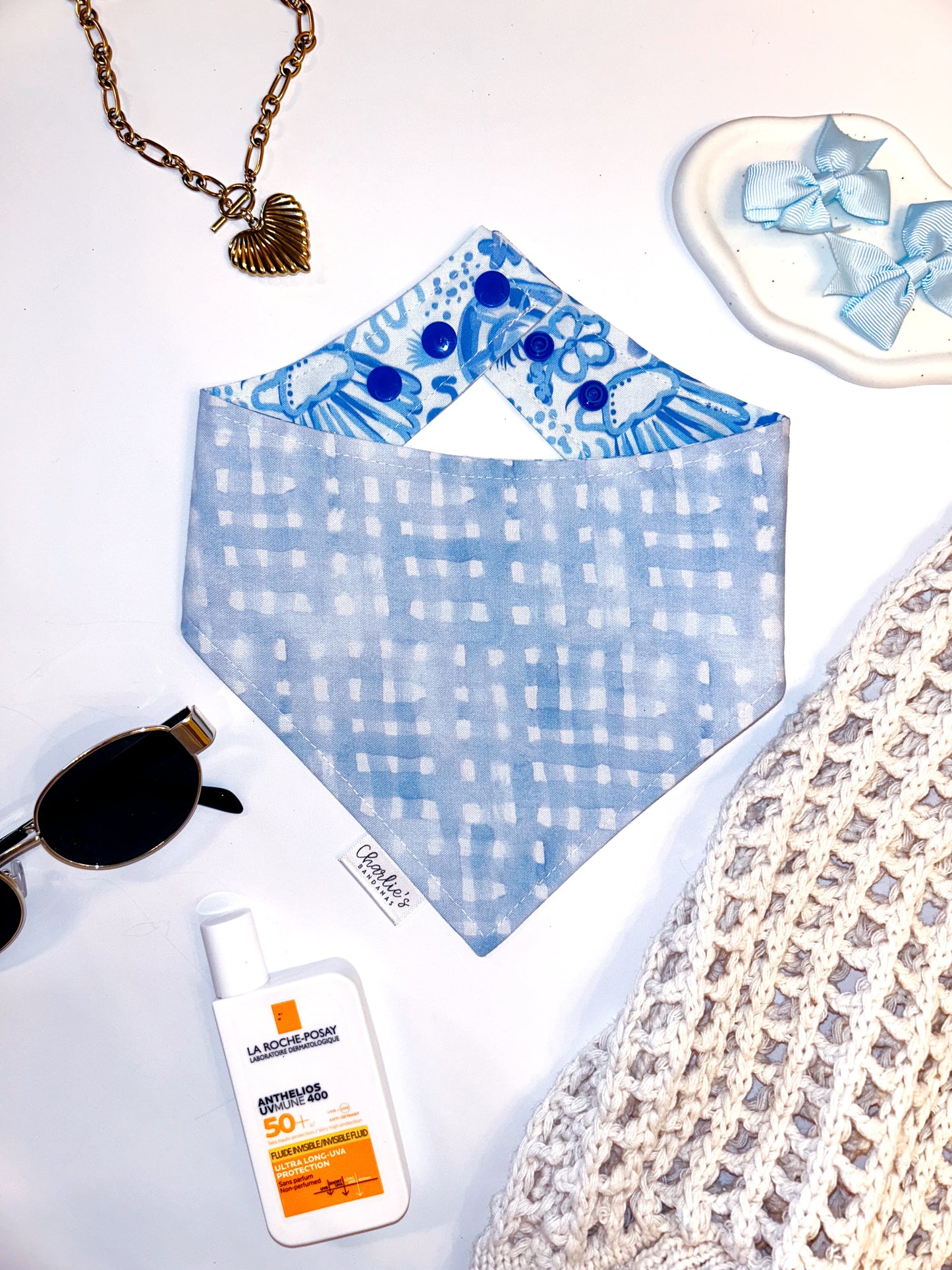 Blue Preppy Watercolor Seashells
