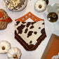 Brown Cow Print/ Orange Polka Dot