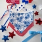 USA Flag Patch/ Blue Floral