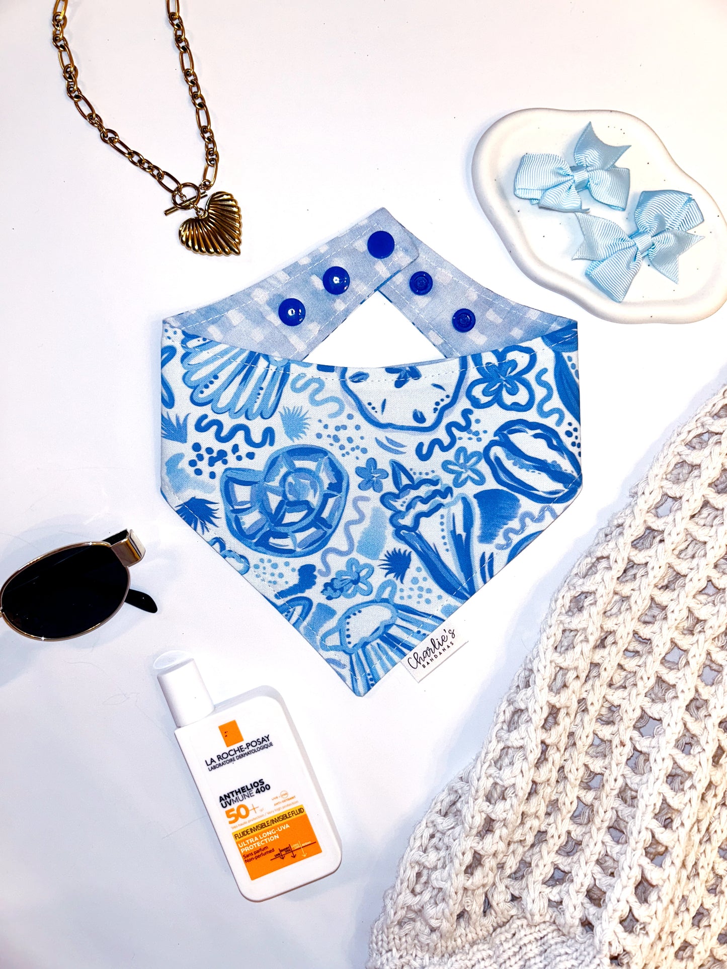 Blue Preppy Watercolor Seashells