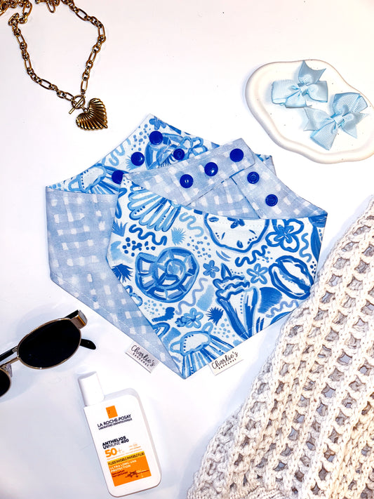 Blue Preppy Watercolor Seashells