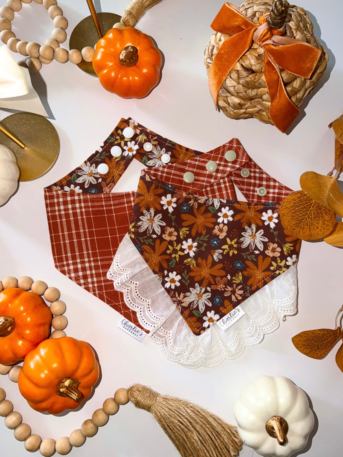 Fall Floral/ Burnt Orange Plaid