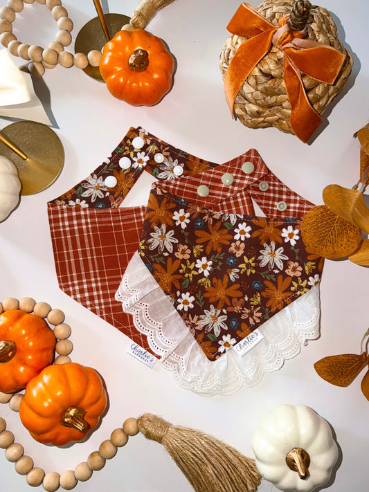 Fall Floral/ Burnt Orange Plaid