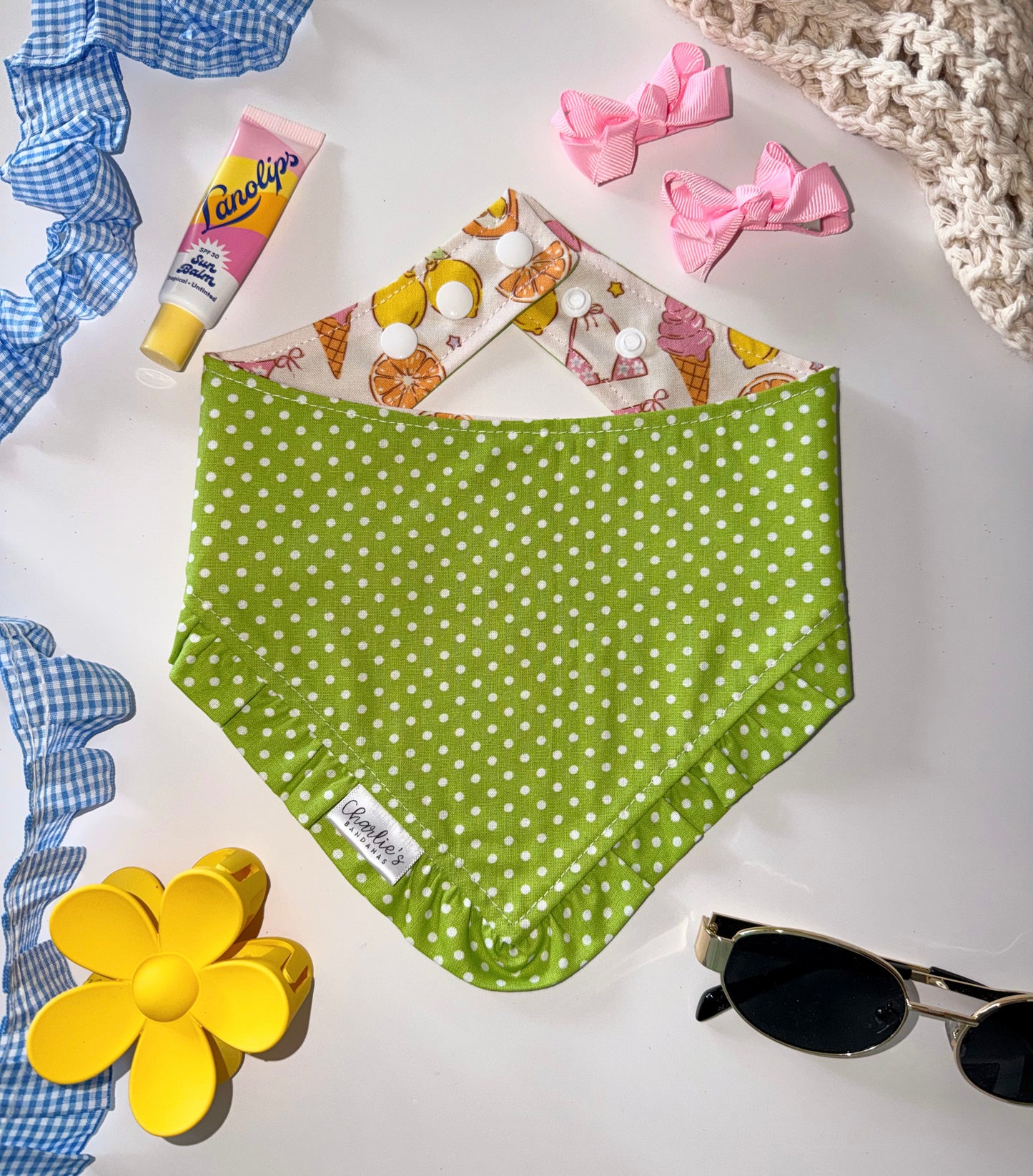 Euro Summer/ Green Polka Dots