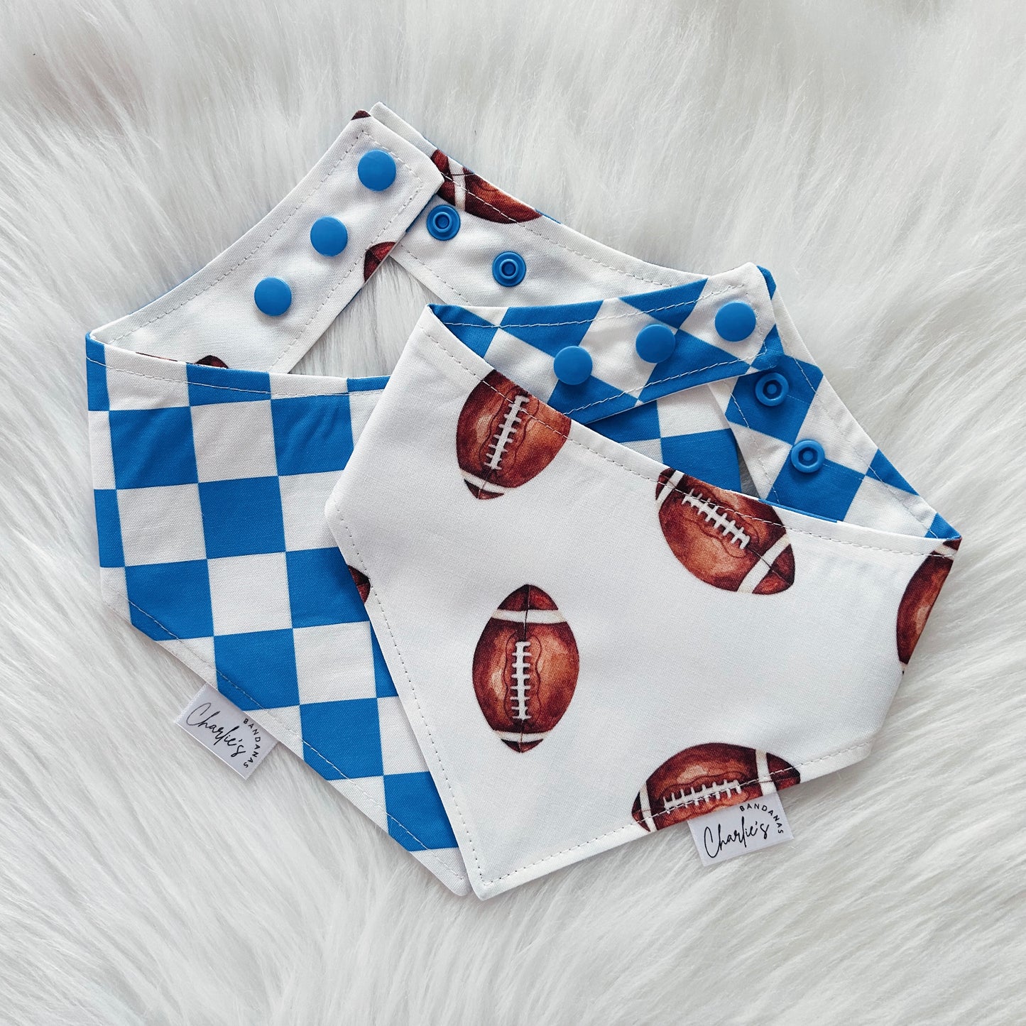 Footballs/ Blue checkerboard