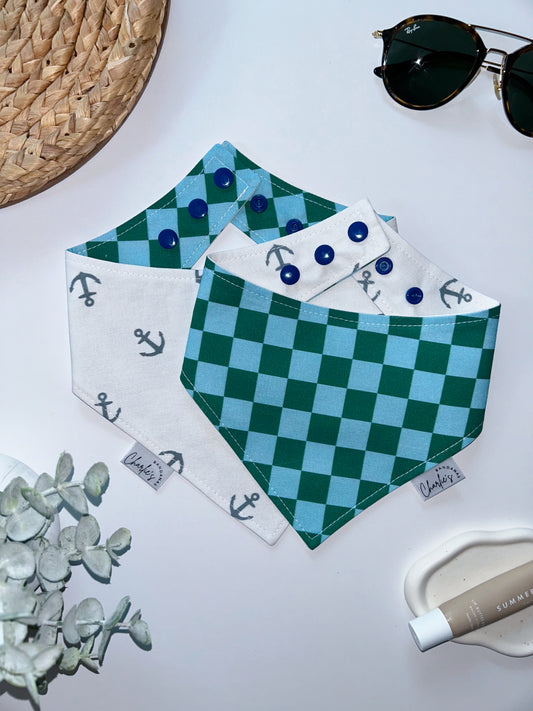 Blue & Green Checkerboard/ Anchors