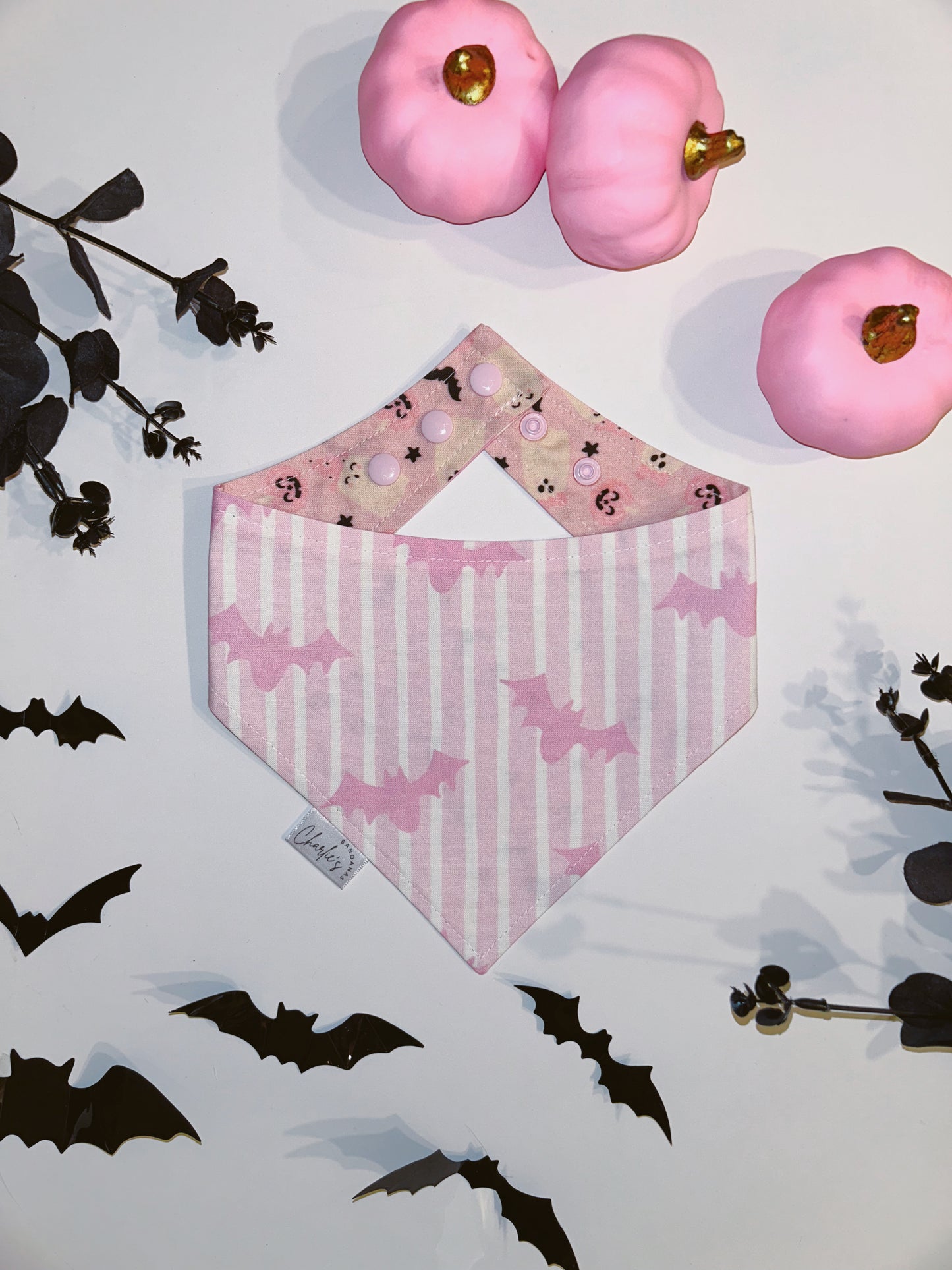 Pink Halloween/ Stripes & Bats