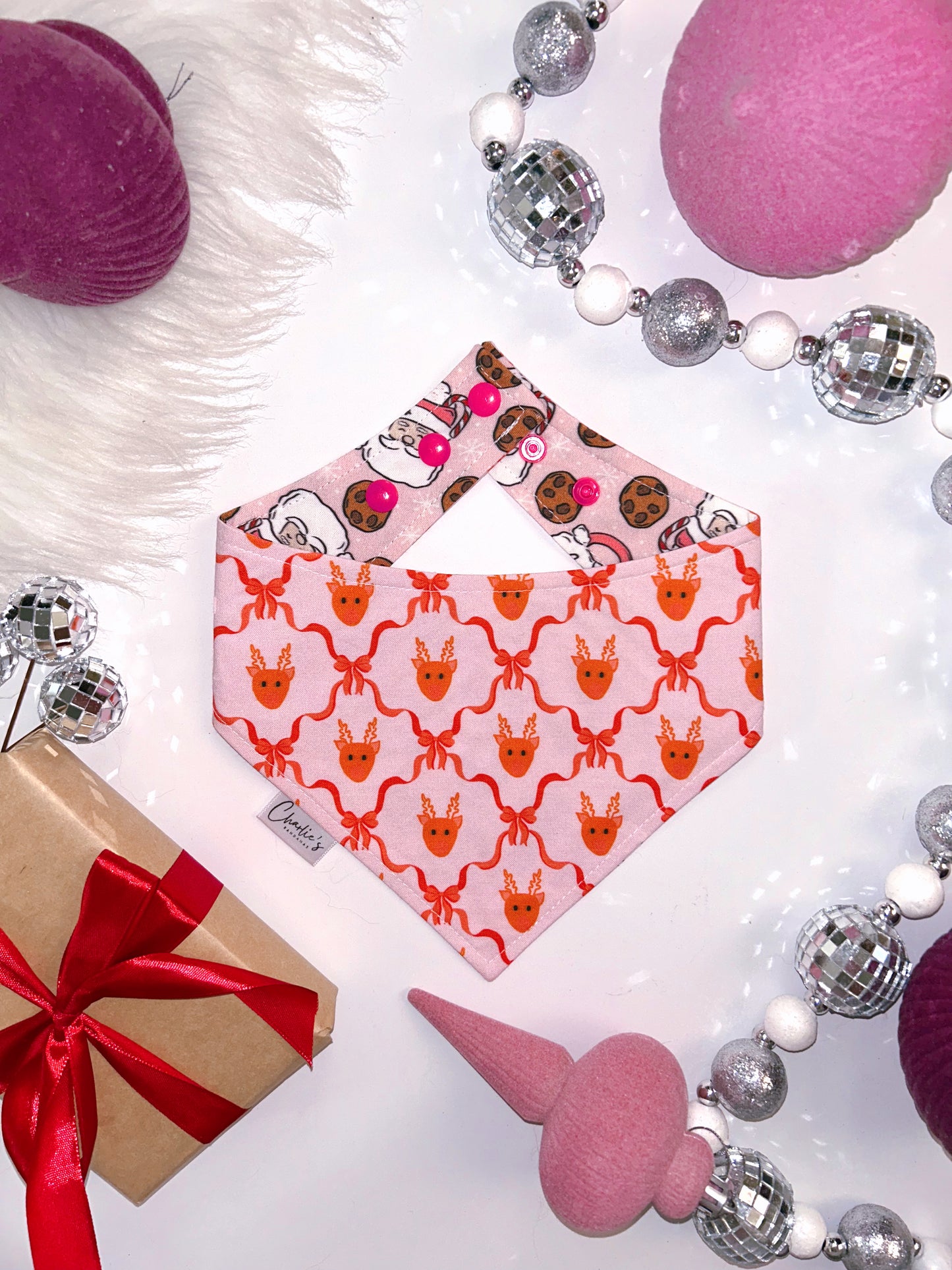 Pink Santa/ Reindeer Bows