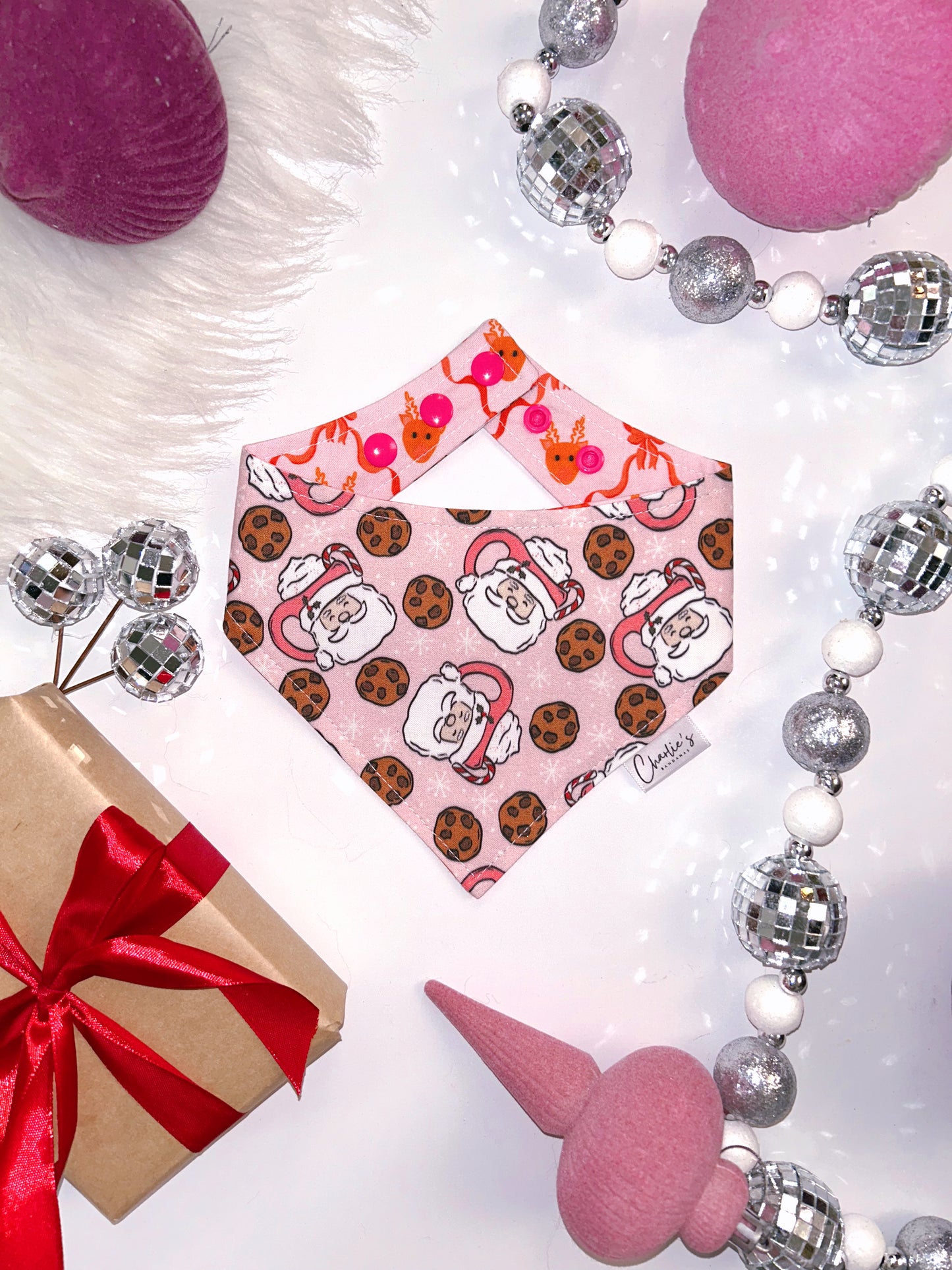 Pink Santa/ Reindeer Bows