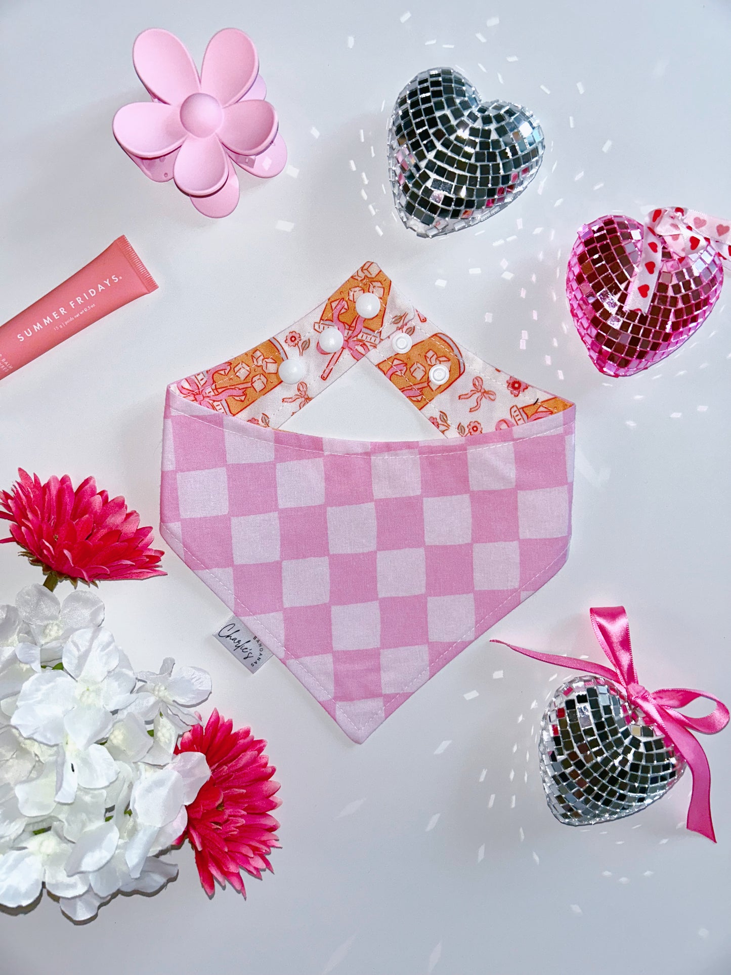 Preppy Iced Coffee/ Pink Checkerboard