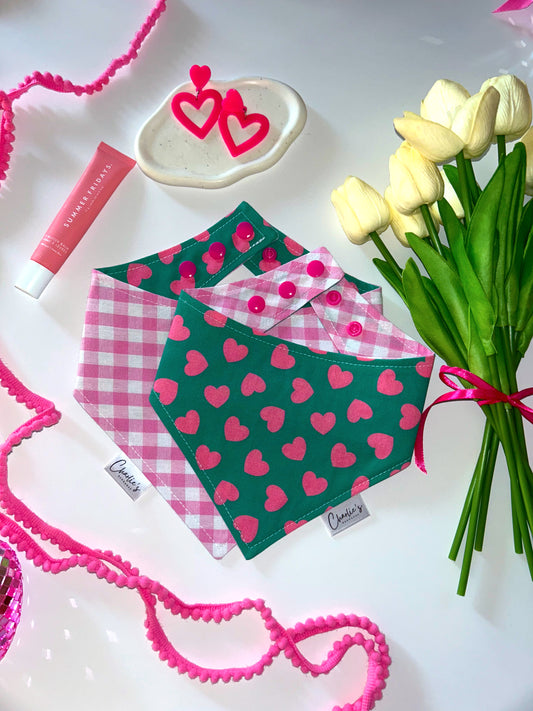 Hearts on Green/ Pink Gingham