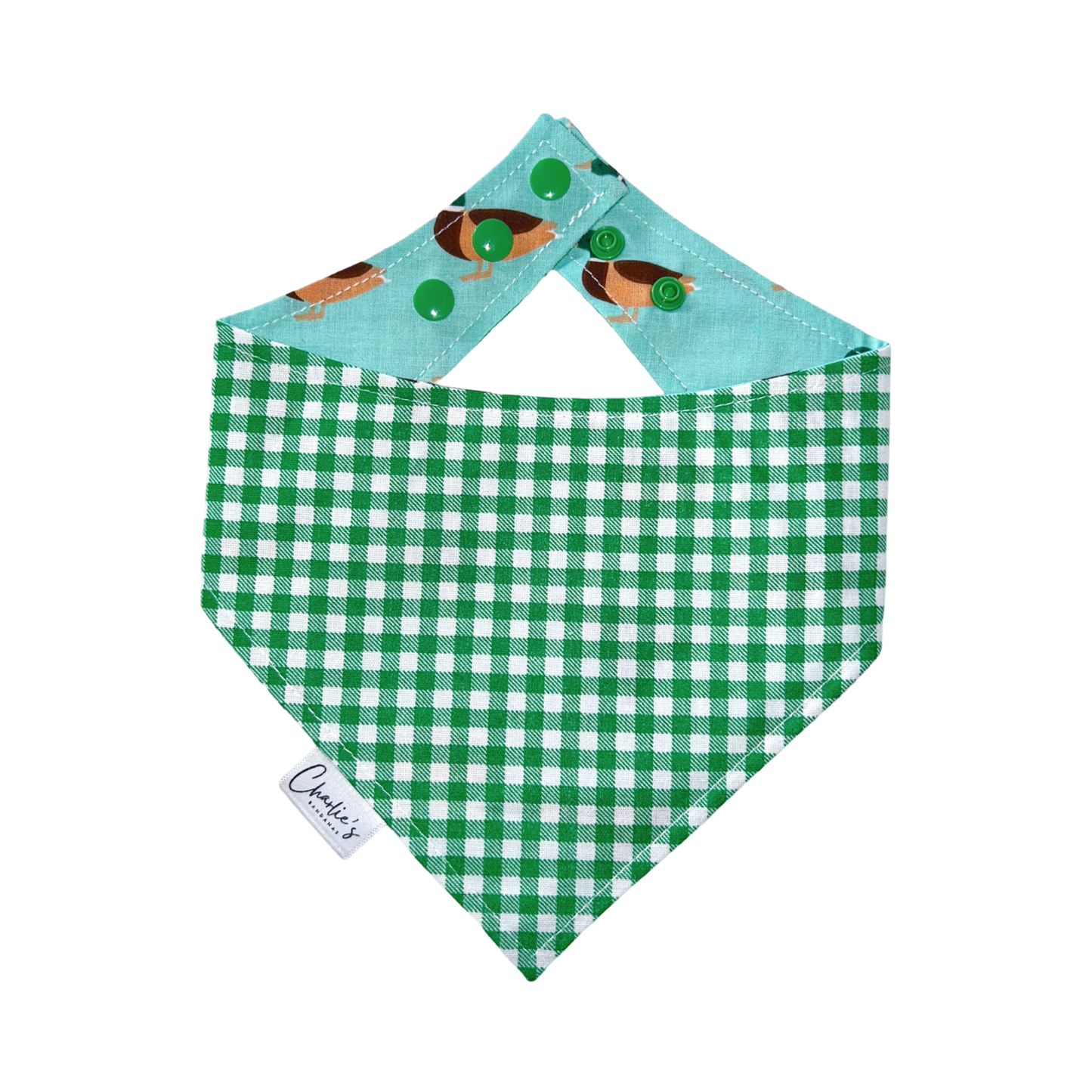Mallard Ducks on Teal/ Green Gingham