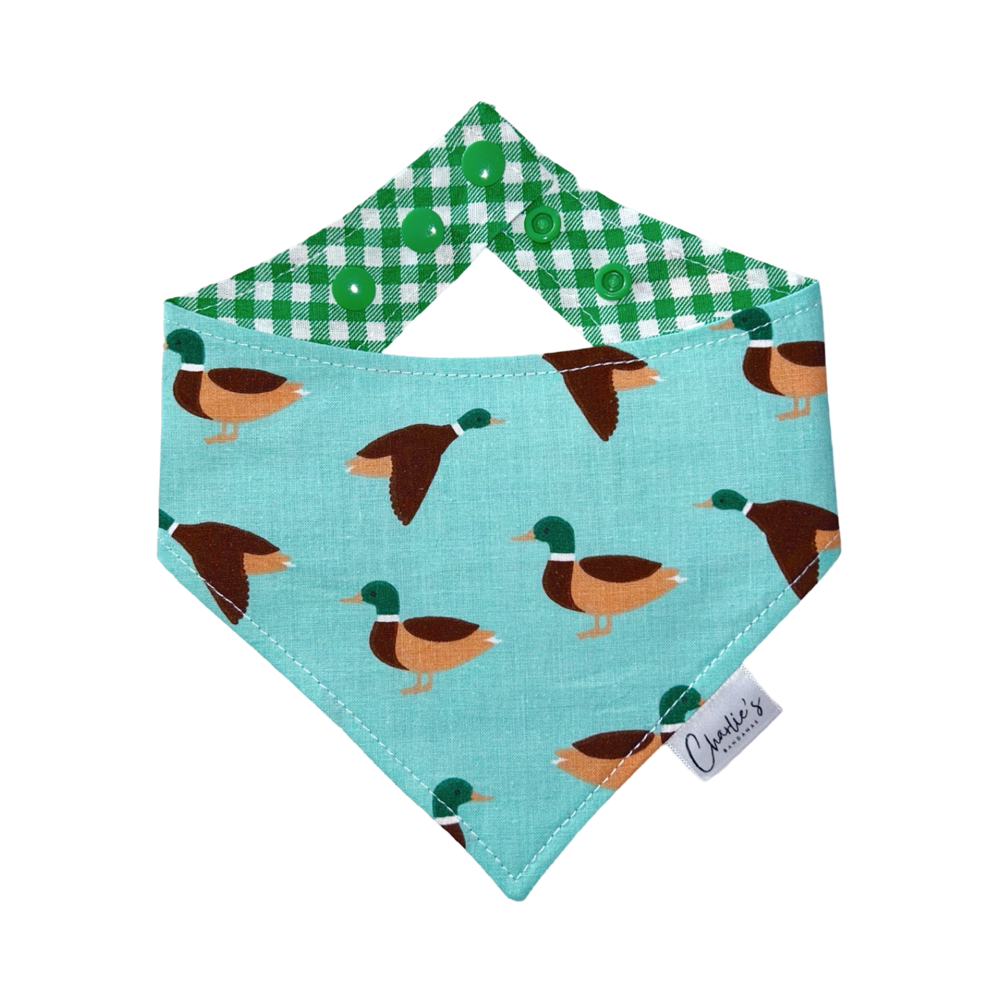 Mallard Ducks on Teal/ Green Gingham