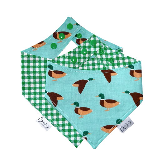 Mallard Ducks on Teal/ Green Gingham